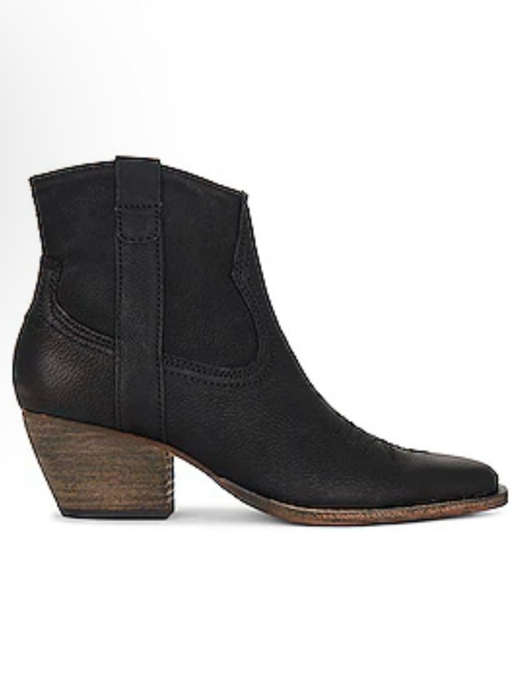 Dolce Vita  Black Leather Ankle Bootie with Stacked Heel